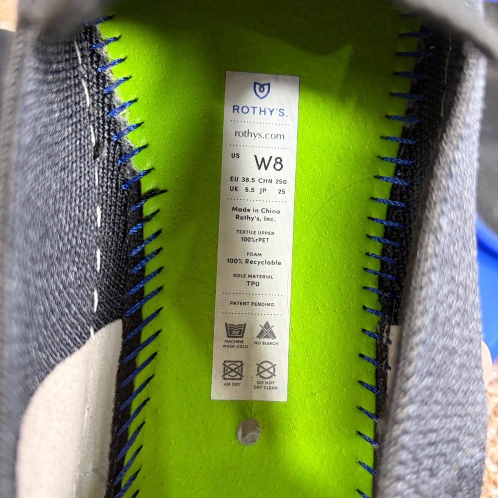 Rothys The Sneaker Black Solid Slip On Knit Shoes Washable Flat Shoes 8 Casual - Picture 10 of 10